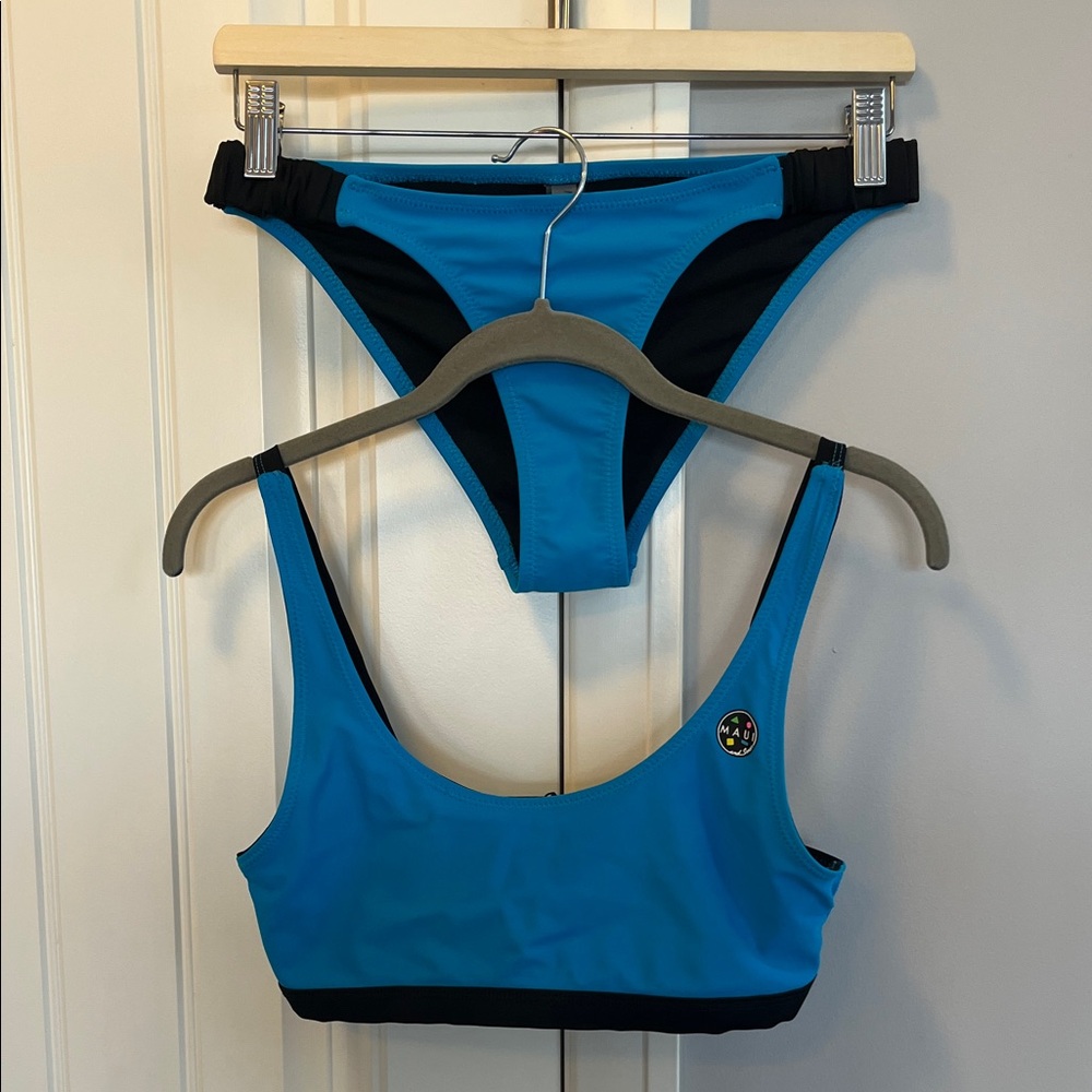 Maui Blue and Black Bikini Set S top, M bottom
